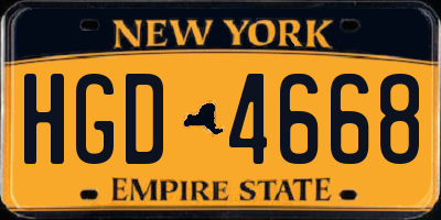 NY license plate HGD4668