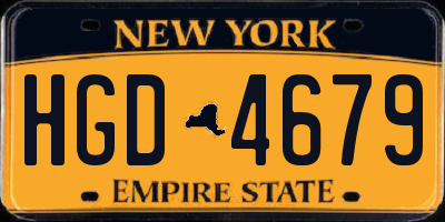 NY license plate HGD4679