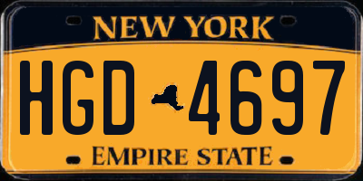 NY license plate HGD4697