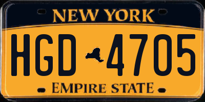 NY license plate HGD4705