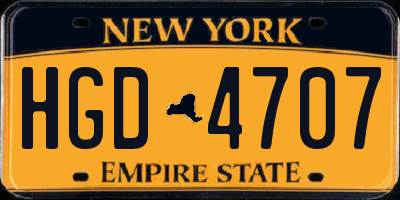 NY license plate HGD4707