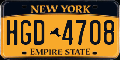 NY license plate HGD4708