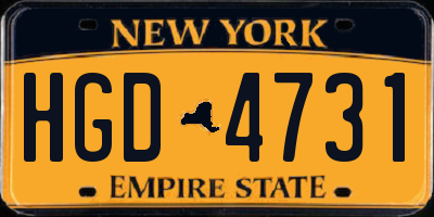 NY license plate HGD4731