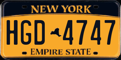 NY license plate HGD4747