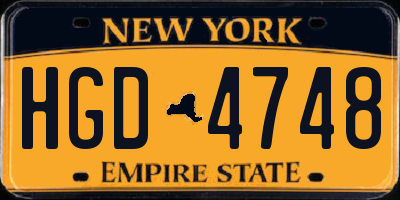 NY license plate HGD4748