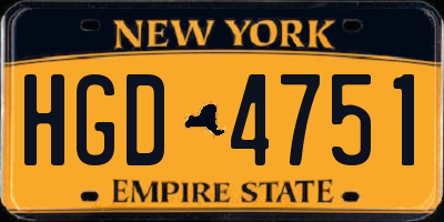 NY license plate HGD4751