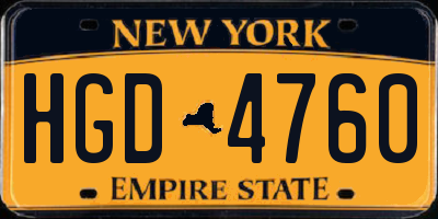 NY license plate HGD4760