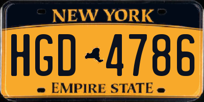 NY license plate HGD4786