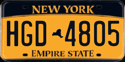 NY license plate HGD4805