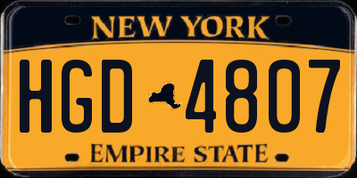 NY license plate HGD4807