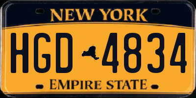 NY license plate HGD4834