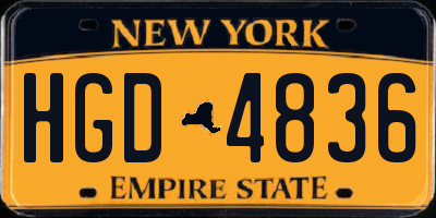NY license plate HGD4836