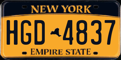NY license plate HGD4837