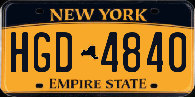 NY license plate HGD4840