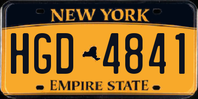 NY license plate HGD4841