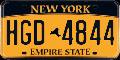 NY license plate HGD4844
