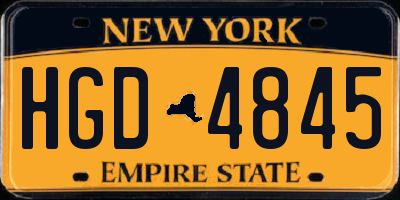 NY license plate HGD4845