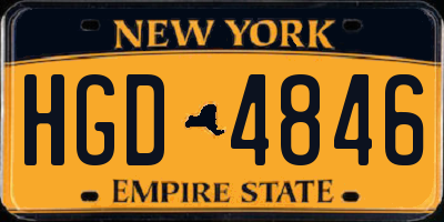 NY license plate HGD4846