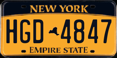 NY license plate HGD4847