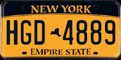 NY license plate HGD4889