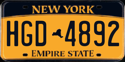 NY license plate HGD4892