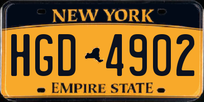 NY license plate HGD4902