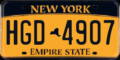 NY license plate HGD4907