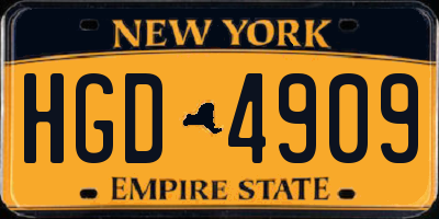 NY license plate HGD4909