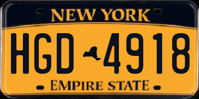 NY license plate HGD4918