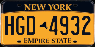 NY license plate HGD4932