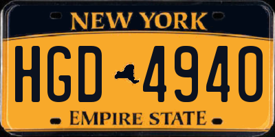 NY license plate HGD4940