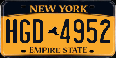 NY license plate HGD4952