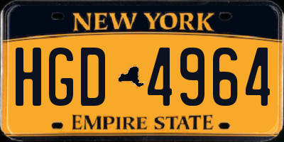 NY license plate HGD4964