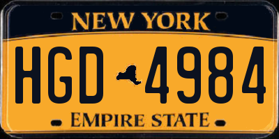NY license plate HGD4984