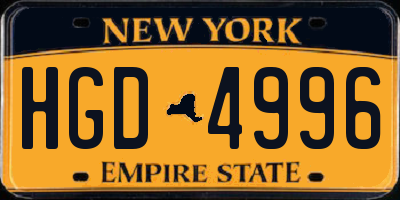 NY license plate HGD4996