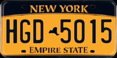 NY license plate HGD5015