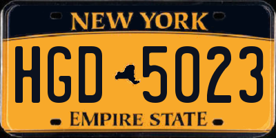 NY license plate HGD5023