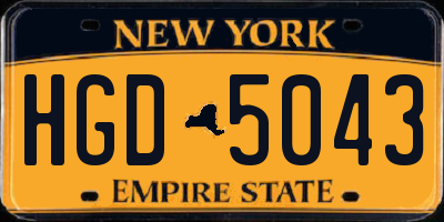 NY license plate HGD5043