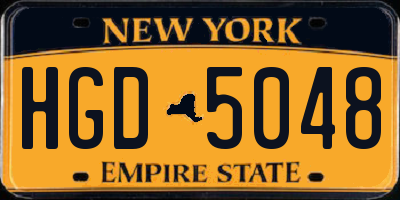 NY license plate HGD5048