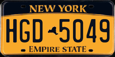 NY license plate HGD5049