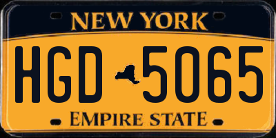 NY license plate HGD5065
