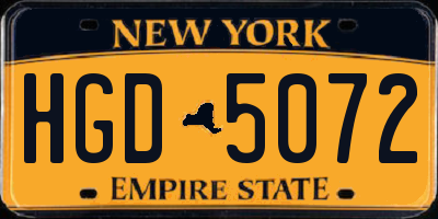NY license plate HGD5072