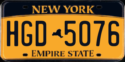 NY license plate HGD5076