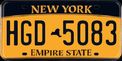 NY license plate HGD5083