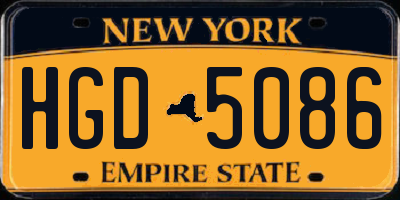 NY license plate HGD5086