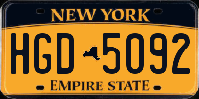NY license plate HGD5092