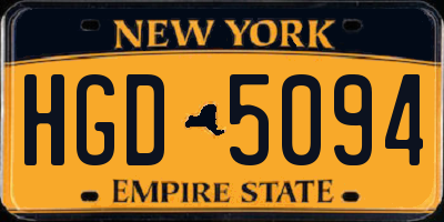 NY license plate HGD5094