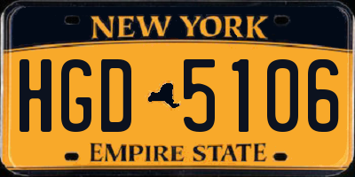 NY license plate HGD5106