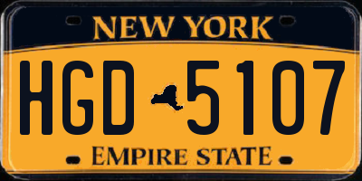 NY license plate HGD5107