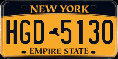 NY license plate HGD5130